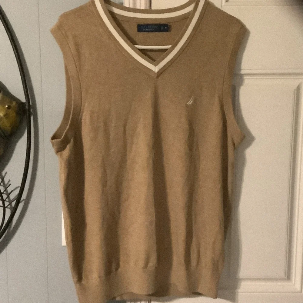 Nautica Navtech Mens Tan golf‎ sweater vest, M